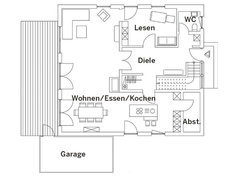 Grundriss Erdgeschoss Haus München von Regnauer Hausbau