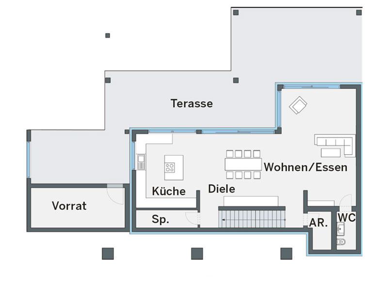 Grundriss Untergeschoss Haus Mercanti von Weberhaus
