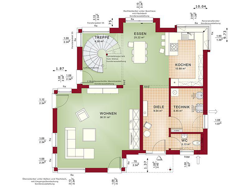 Grundriss Erdgeschoss Concept-M 159 Bad Vilbel (Bien-Zenker)
