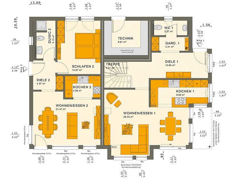 Grundriss Erdgeschoss 230 V4 (Living Haus)