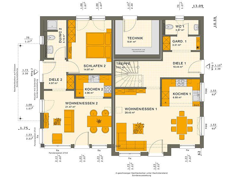 Grundriss Erdgeschoss 230 V6 (Living Haus)