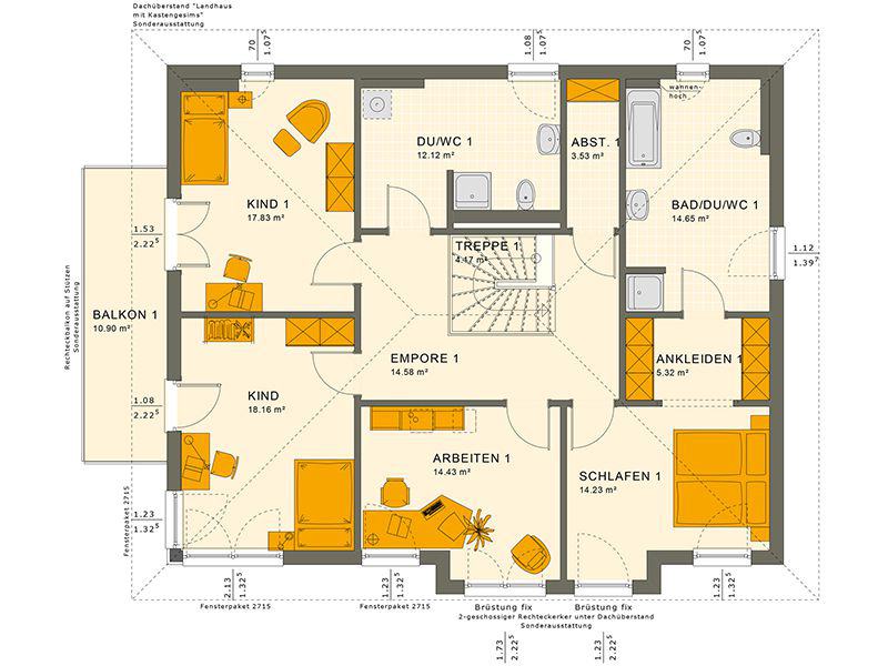 Grundriss Obergeschoss 230 V6 (Living Haus)