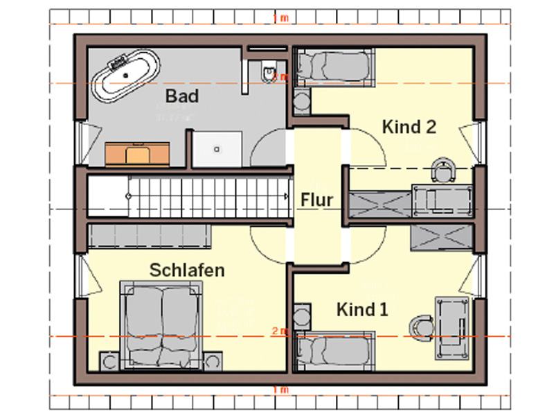 Grundriss Dachgeschoss Entwurf Jedermann von Büdenbender Hausbau