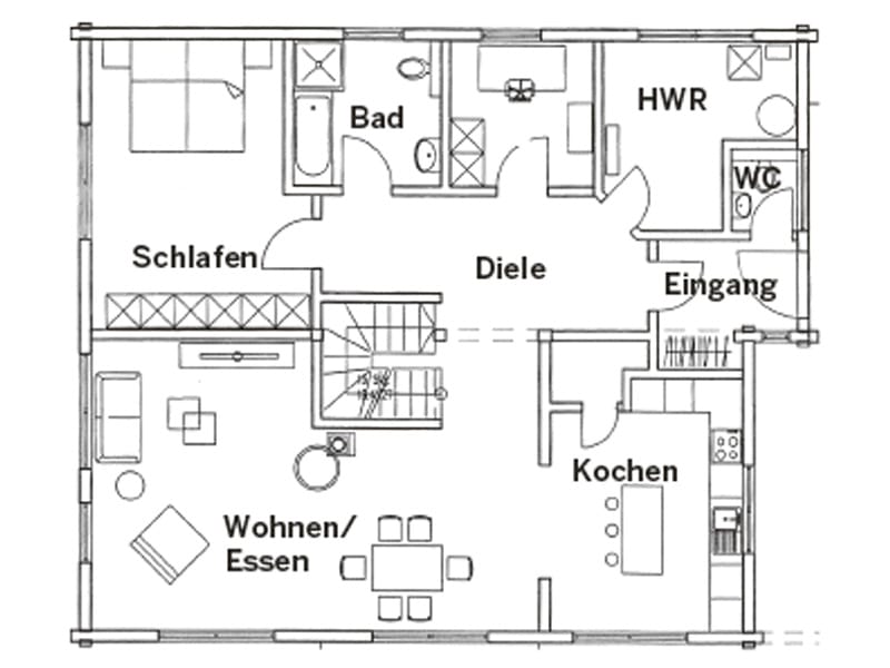 Grundriss Erdgeschoss Entwurf Lüneburg von Fullwood Wohnblockhaus