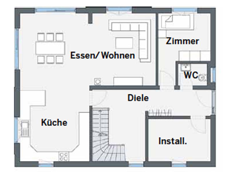 Grundriss Erdgeschoss Entwurf Bueeler von Weber Haus