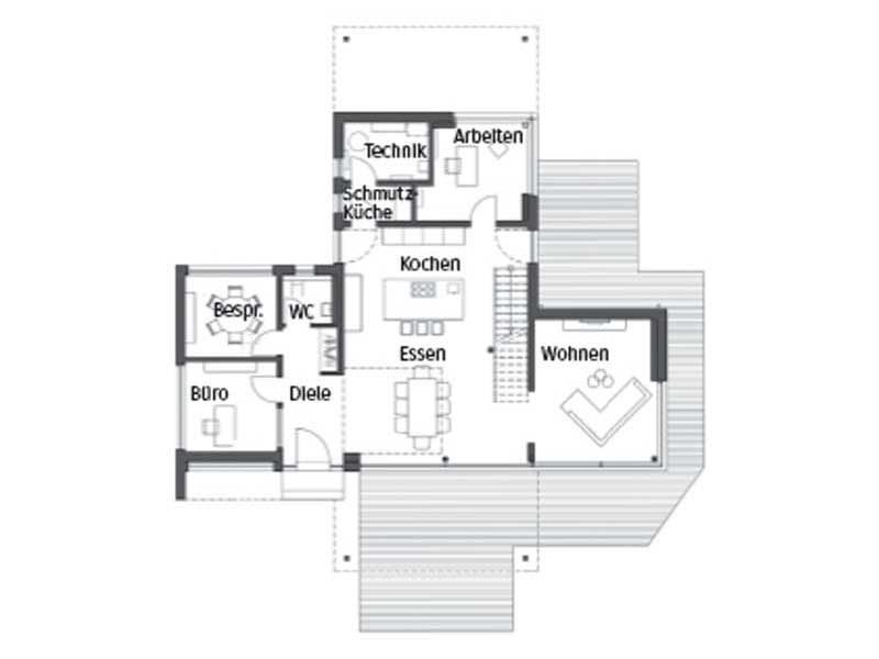 Grundriss Erdgeschoss Modell Core von Luxhaus