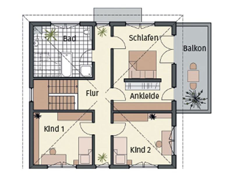 Grundriss Obergeschoss von Musterhaus Mannheim von Keitel Haus
