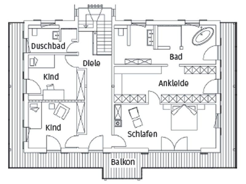 Grundriss Obergeschoss Haus Alois von Regnauer