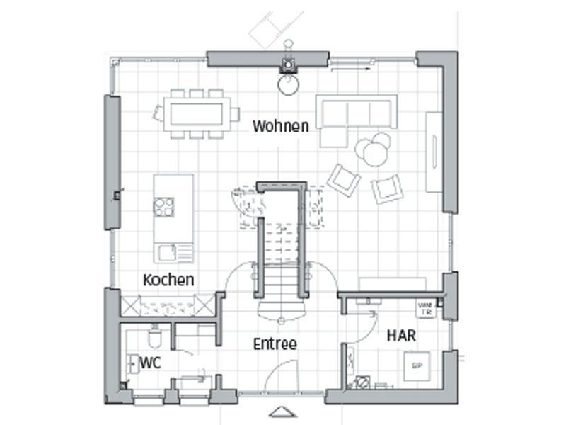 Grundriss Erdgeschoss Entwurf Maxime 800 von Viebrockhaus