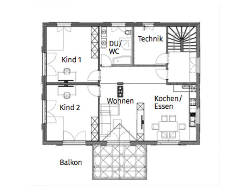 Grundriss Obergeschoss Entwurf Innsbruck von Chiemgauer Holzhaus