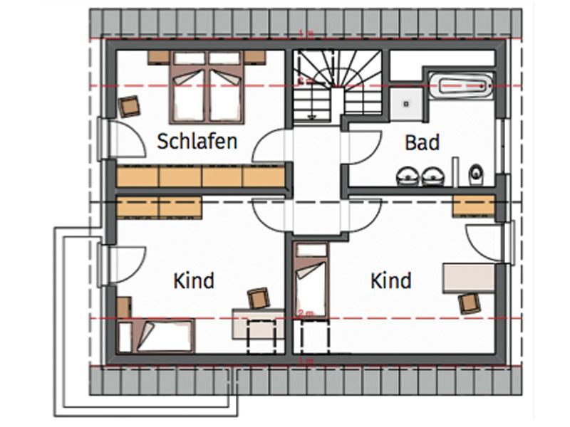 Grundriss Obergeschoss Entwurf Creativ 152 von Rötzer Ziegel-Element-Haus