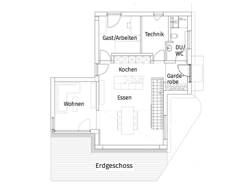 Grundriss Erdgeschoss Flachdach 132 von Luxhaus