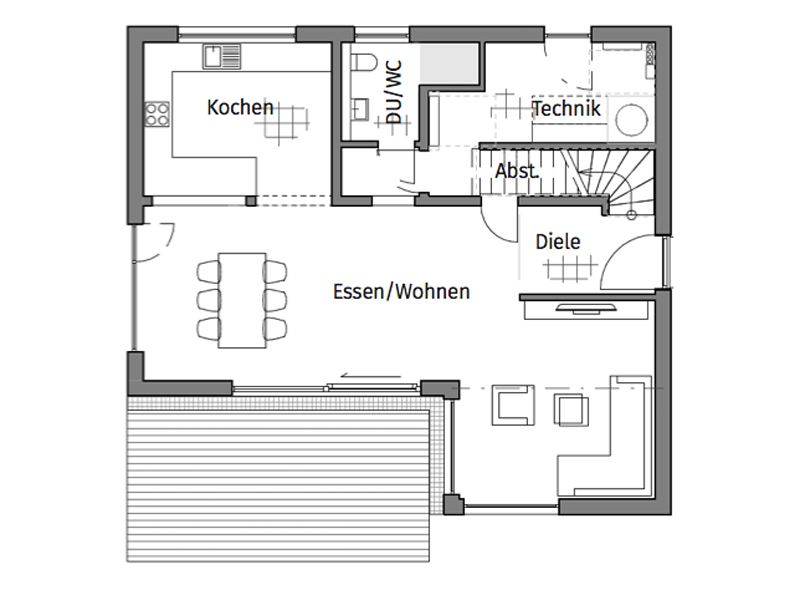 Grundriss Erdgeschoss Pultdach Klassik 139 von Luxhaus