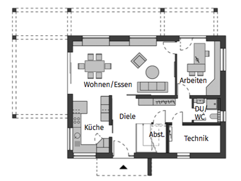 Grundriss Erdgeschoss Musterhaus Wuppertal von Schwörerhaus