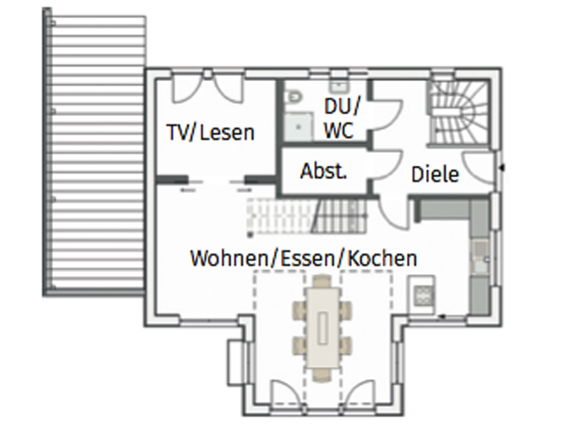 Grundriss Erdgeschoss individuell geplantes Schwedenhaus von Stommel Haus