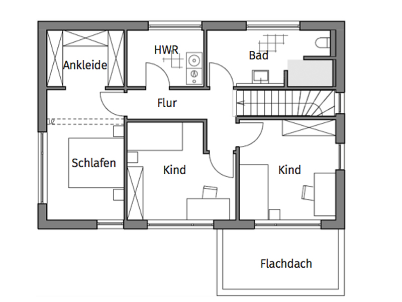 Grundriss Obergeschoss Pultdach Klassik 139 von Luxhaus