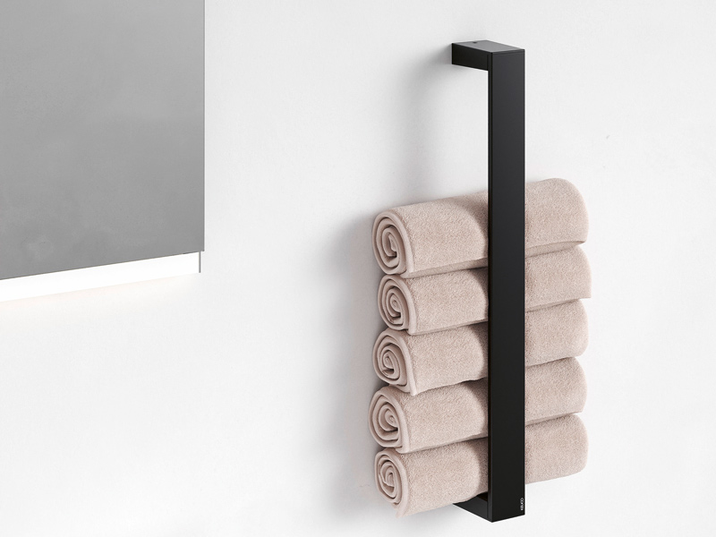 Handtuchhalter in schwarzmatt für gerollte kleine Handtücher oder Waschlappen