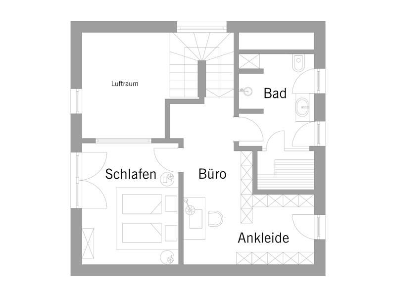 Haus Ullrich von Baufritz Grundriss Obergeschoss