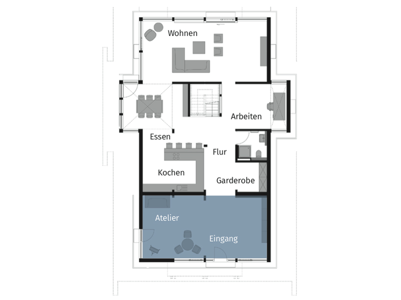 Grundriss Beispiel 2 nach Erweiterung Huf Haus