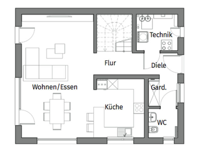 Grundriss Erdgeschoss Family 117 V1 von Danwood Family