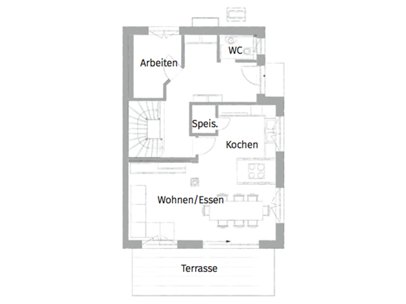 Grundriss Erdgeschoss LANOS - individuelles Doppelhaus von Kampa