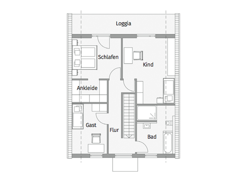 Grundriss Obergeschoss Haus Hornung von Baumeister Haus