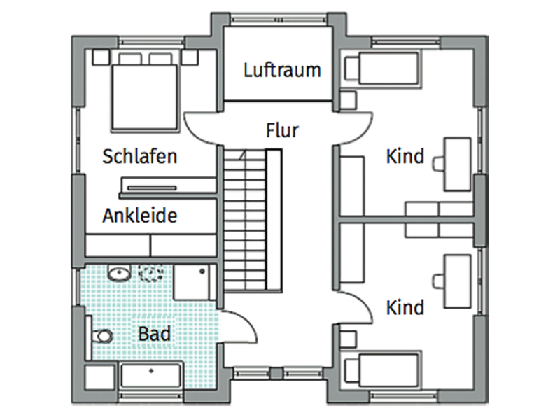 Grundriss Obergeschoss Entwurf Alpha 162 von Danwood