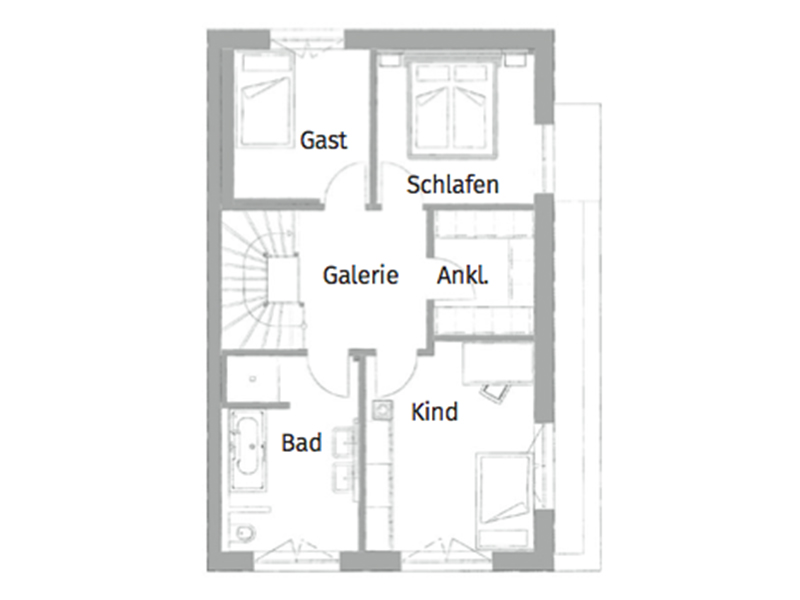 Grundriss Obergeschoss LANOS - individuelles Doppelhaus von Kampa