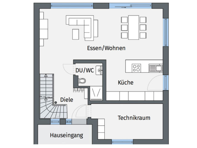 Grundriss Erdgeschoss Kundenhaus Ludorf von WeberHaus