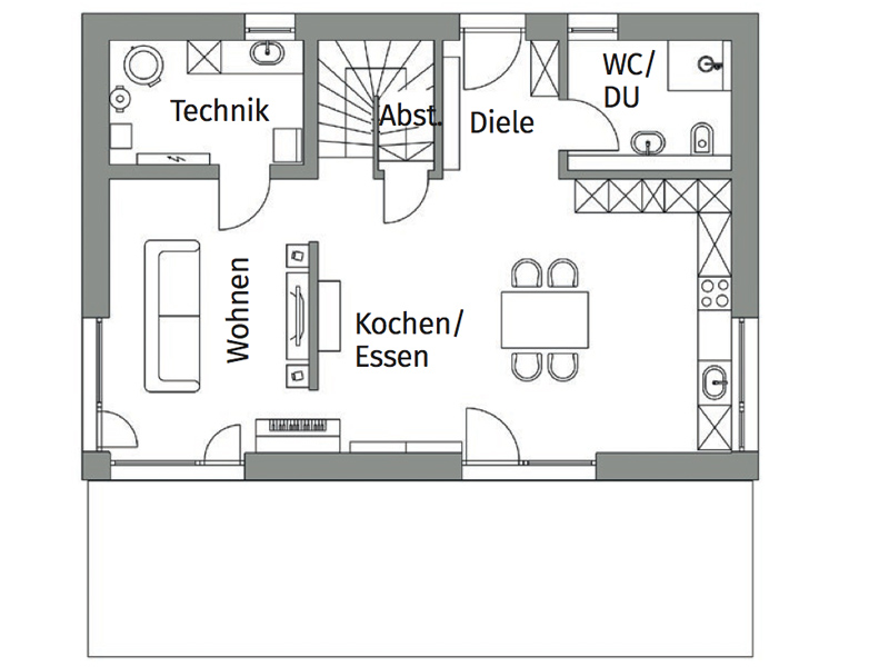 my smart green home individuell von Baufritz Grundriss Erdgeschoss