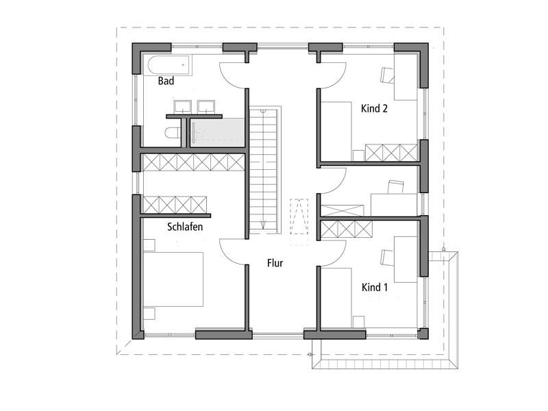 Grundriss Walmdach 169 Luxhaus Obergeschoss