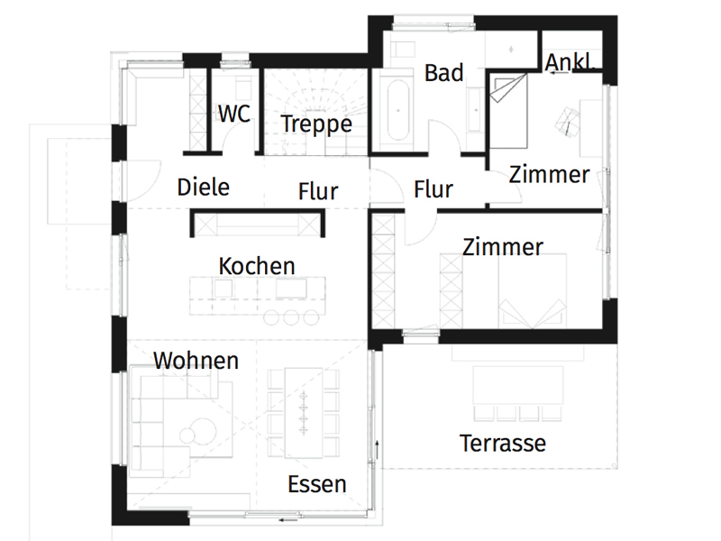 Griffnerhaus Musterhaus Schwarzwald Grundriss Erdgeschoss