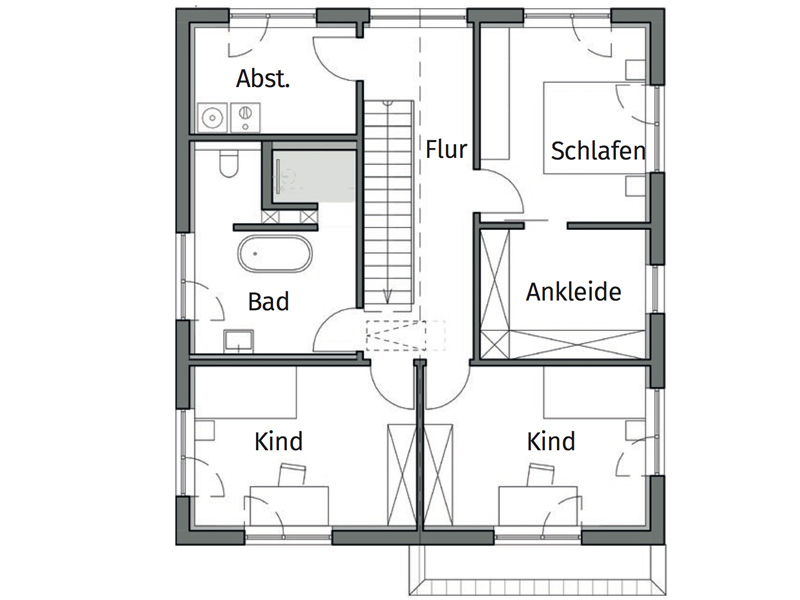 LUXHAUS Satteldach Landhaus 171 Grundriss Obergeschoss