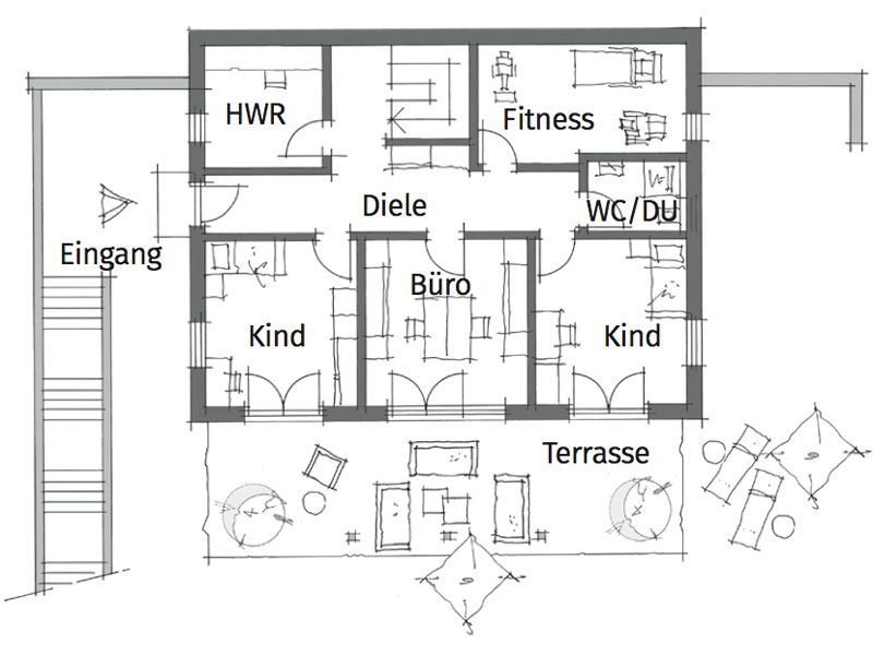 Hanghaus in Niederbayern von Wolf System Grundriss Erdgeschoss