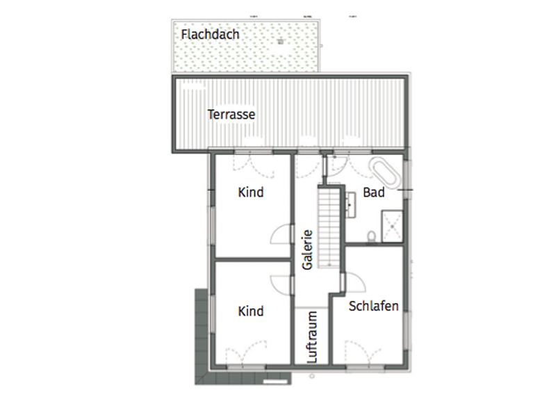 Grundriss Obergeschoss Haus Rohr von Fertighaus Weiss