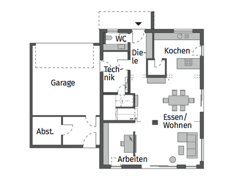 Grundriss Erdgeschoss Entwurf Kirschner von Schwörerhaus