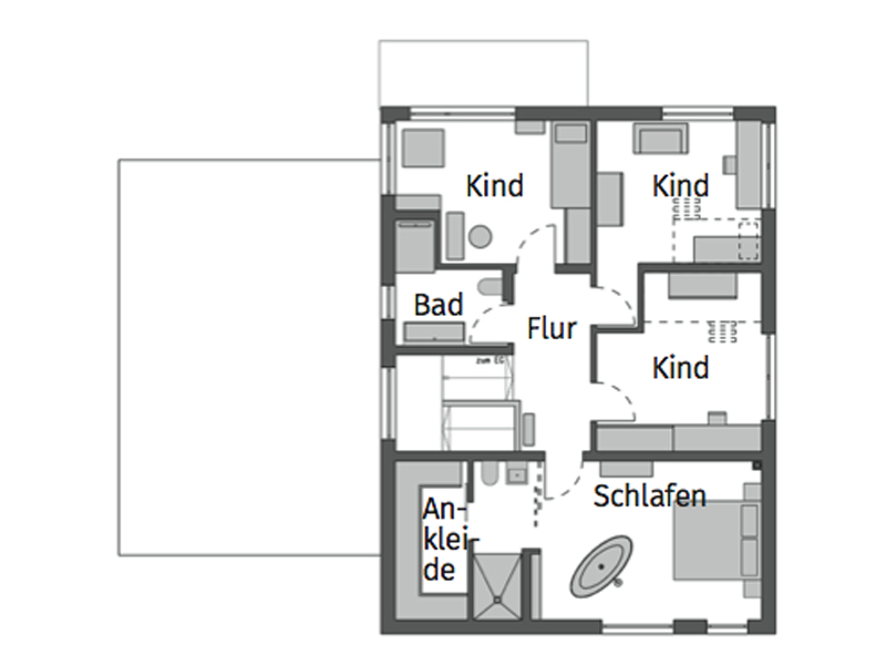 Grundriss Obergeschoss Entwurf Kirschner von Schwörerhaus