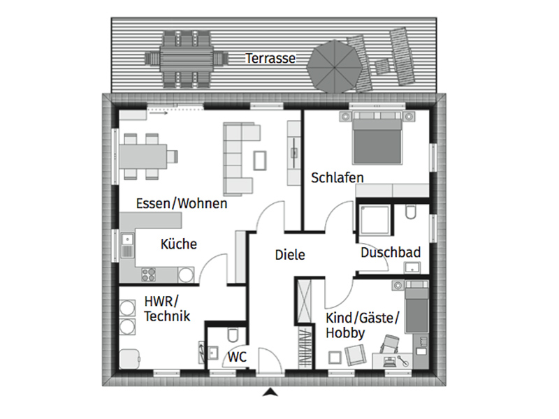 Grundriss Bungalow mit Doppelgarage von Streif Haus