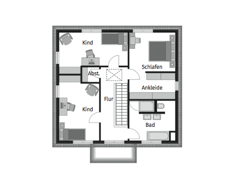 Grundriss Obergeschoss Modernes Kubushaus von Streif Haus