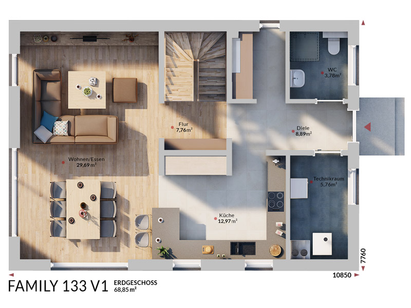 Danwood Family 133 V1 Grundriss Erdgeschoss